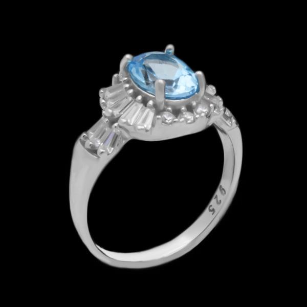 انگشتر توپاز الماس تراش زنانه نقره طرح سیمین